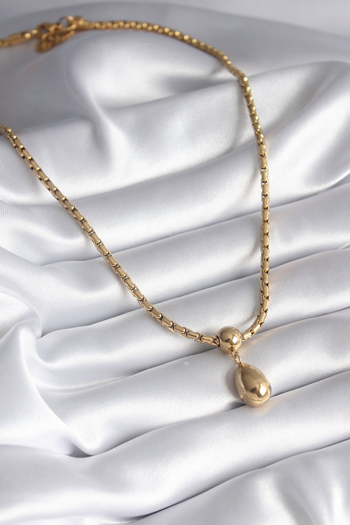 EBJ 316L Stainless Steel Gold Color Snake Skin Chain Model Drop Pendant Women's Necklace - Berchem