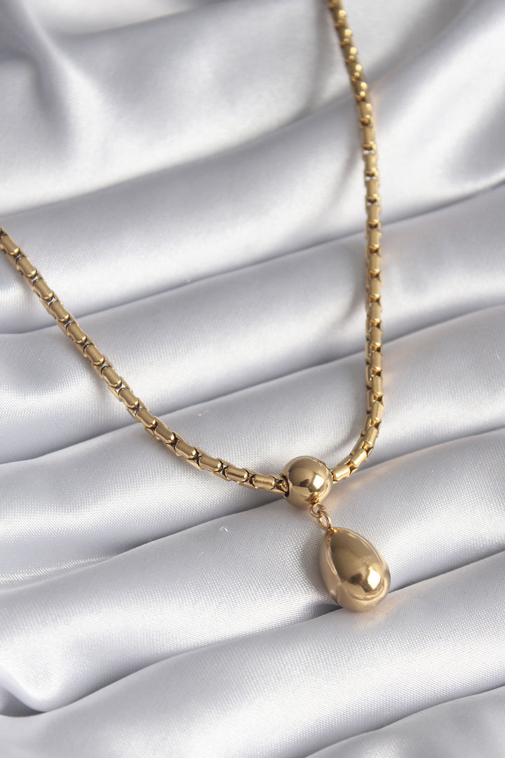 EBJ 316L Stainless Steel Gold Color Snake Skin Chain Model Drop Pendant Women's Necklace - Berchem