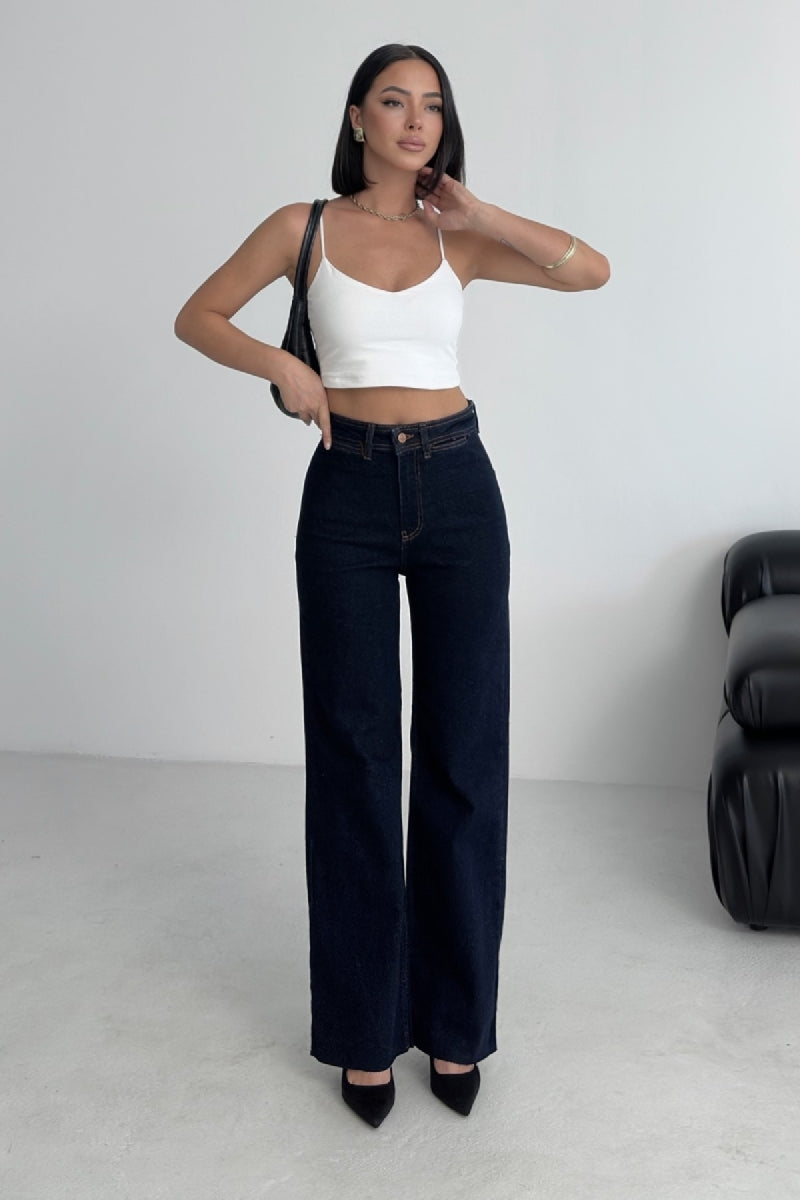 XLJ Wide Leg Palazzo Relaxed Jean with Decorative Front Pockets Mixed - Bozeman