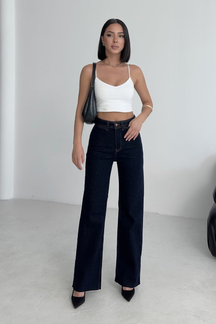 XLJ Wide Leg Palazzo Relaxed Jean with Decorative Front Pockets Mixed - Bozeman