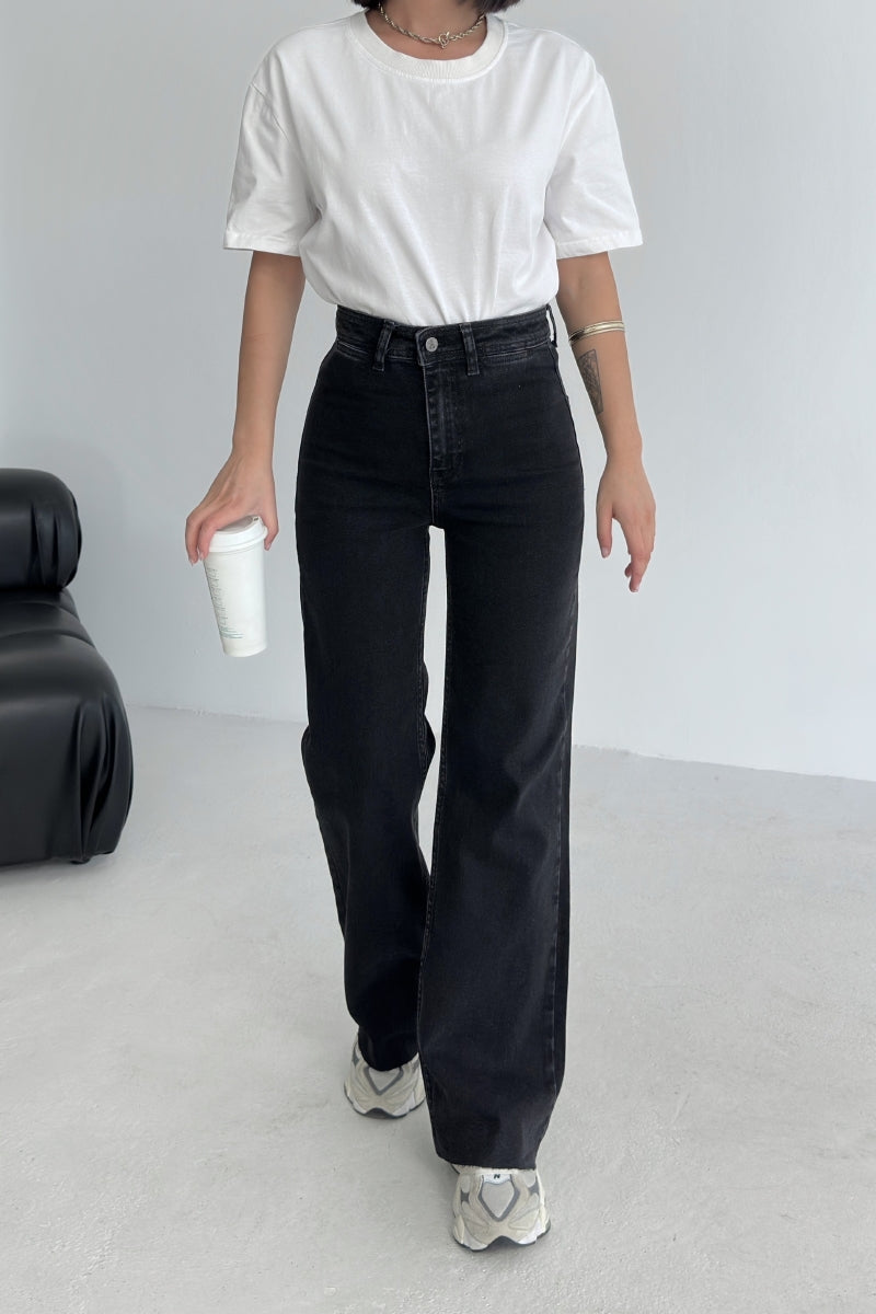 XLJ Wide Leg Palazzo Relaxed Jean with Decorative Front Pockets Mixed - French Valley