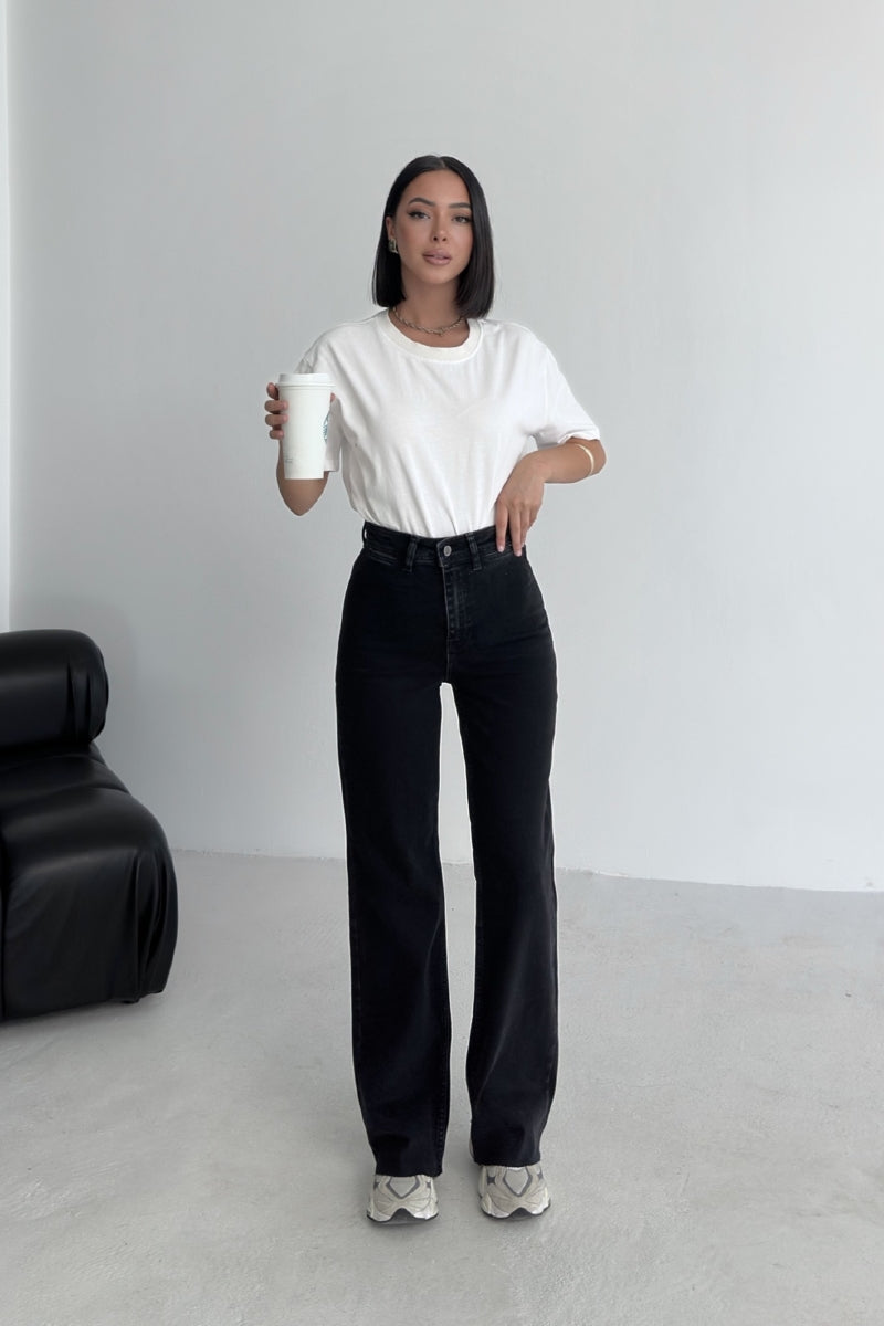 XLJ Wide Leg Palazzo Relaxed Jean with Decorative Front Pockets Mixed - French Valley