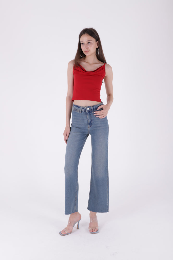 XLJ Wide Leg Palazzo Relaxed Jean with Decorative Front Pockets Mixed - Sumy
