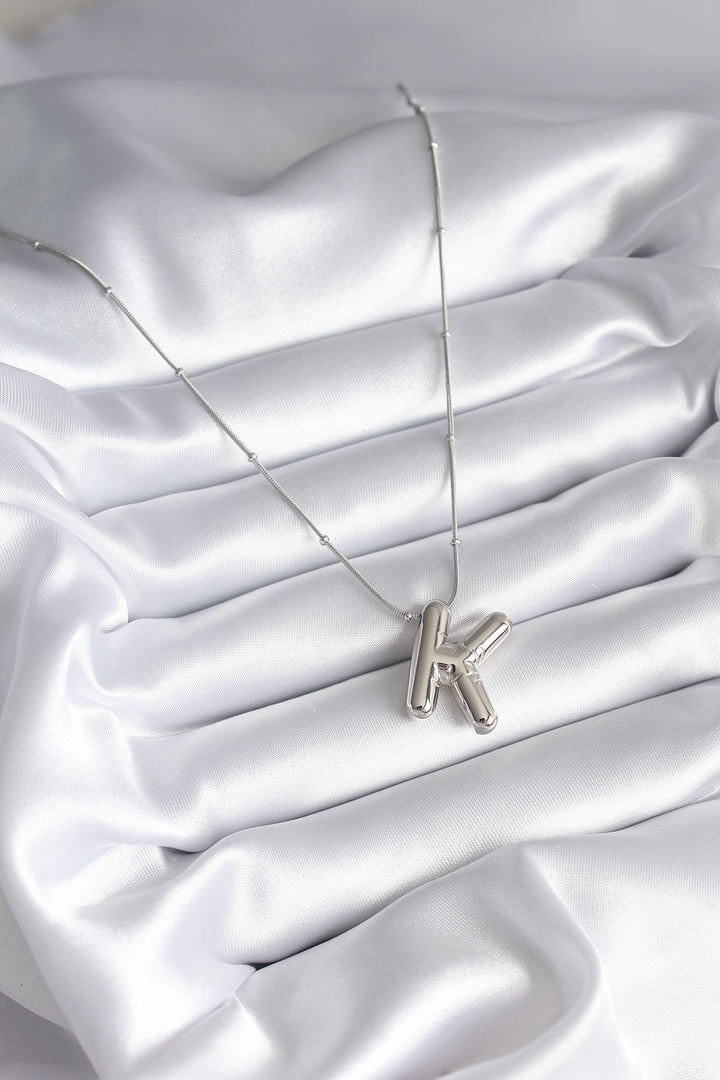 EBJ 316L Steel Silver Color Bubble "K" Letter Model Women's Necklace - Huesca