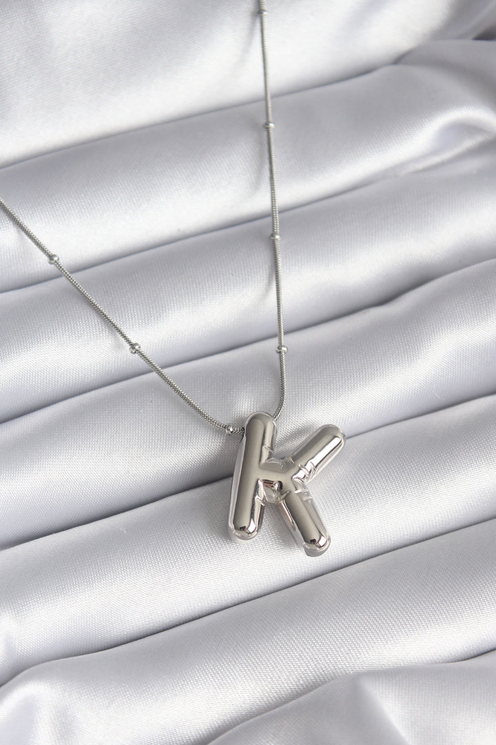 EBJ 316L Steel Silver Color Bubble "K" Letter Model Women's Necklace - Huesca