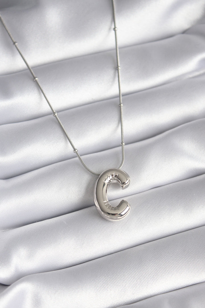 EBJ 316L Stainless Steel Silver Color Bubble "C" Letter Model Women's Necklace - Horad Barysaw