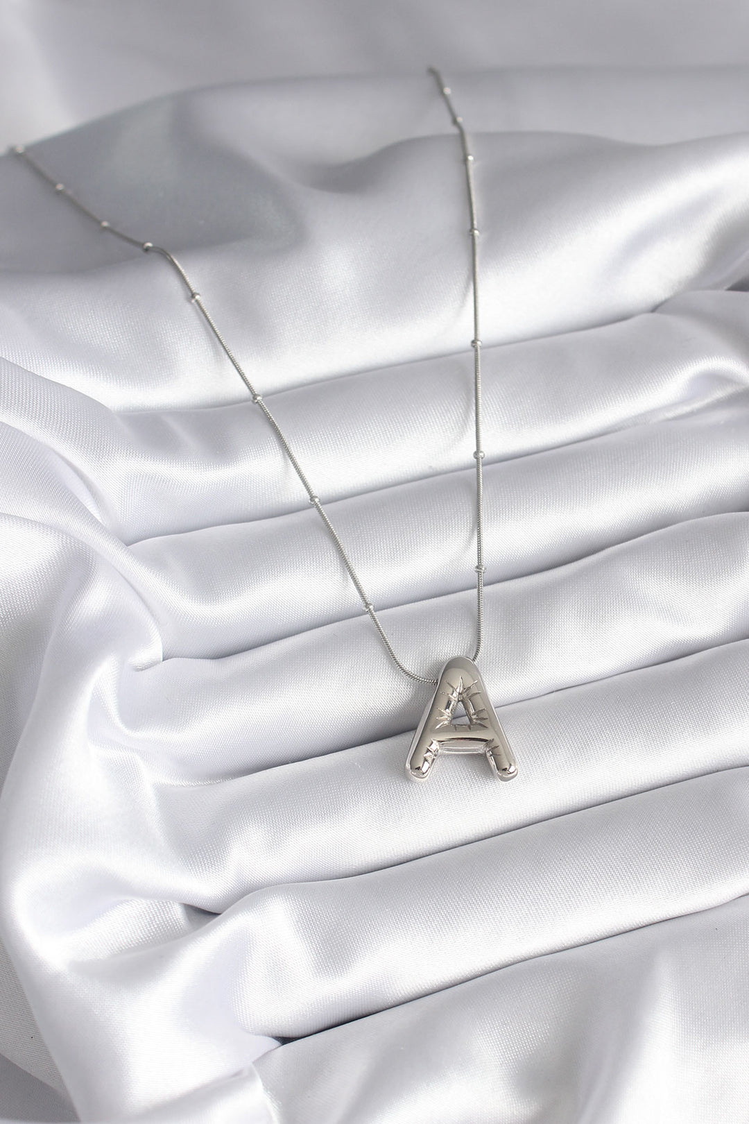 EBJ 316L Stainless Steel Silver Color Bubble "A" Letter Model Women's Necklace - San Ramon