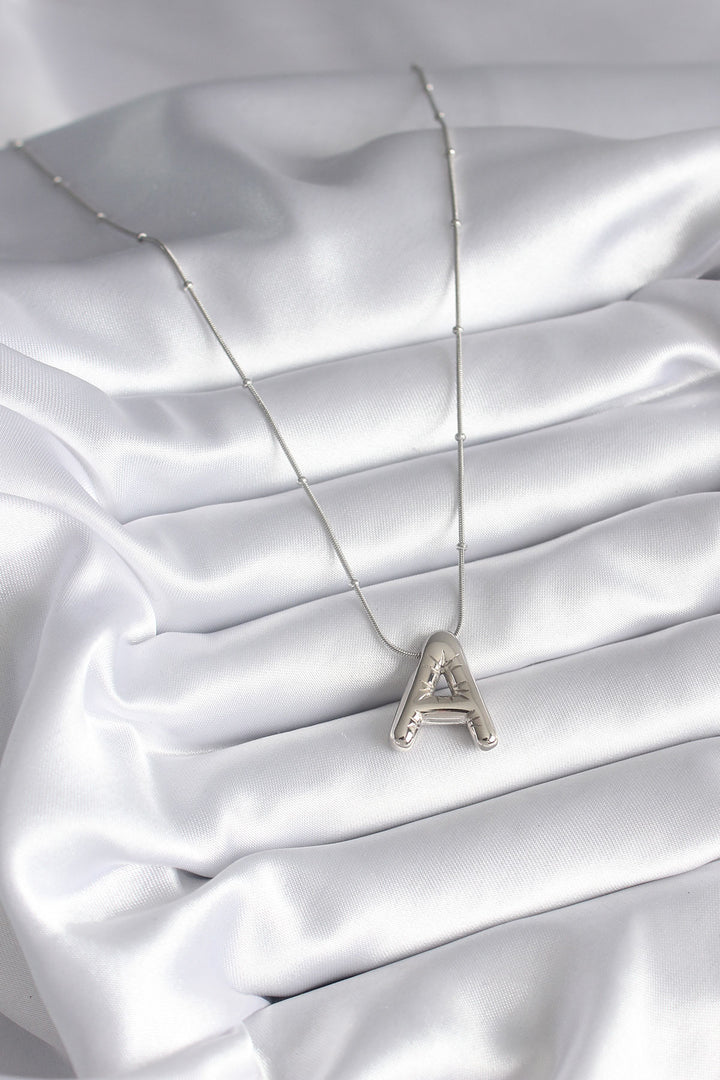 EBJ 316L Stainless Steel Silver Color Bubble "A" Letter Model Women's Necklace - San Ramon