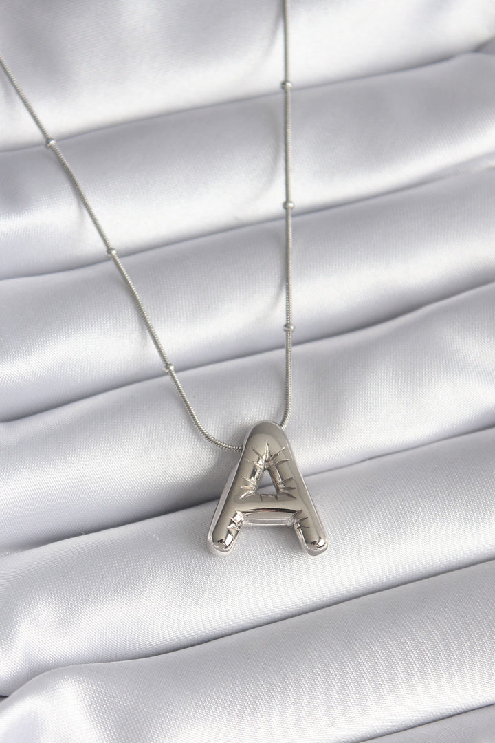 EBJ 316L Stainless Steel Silver Color Bubble "A" Letter Model Women's Necklace - San Ramon