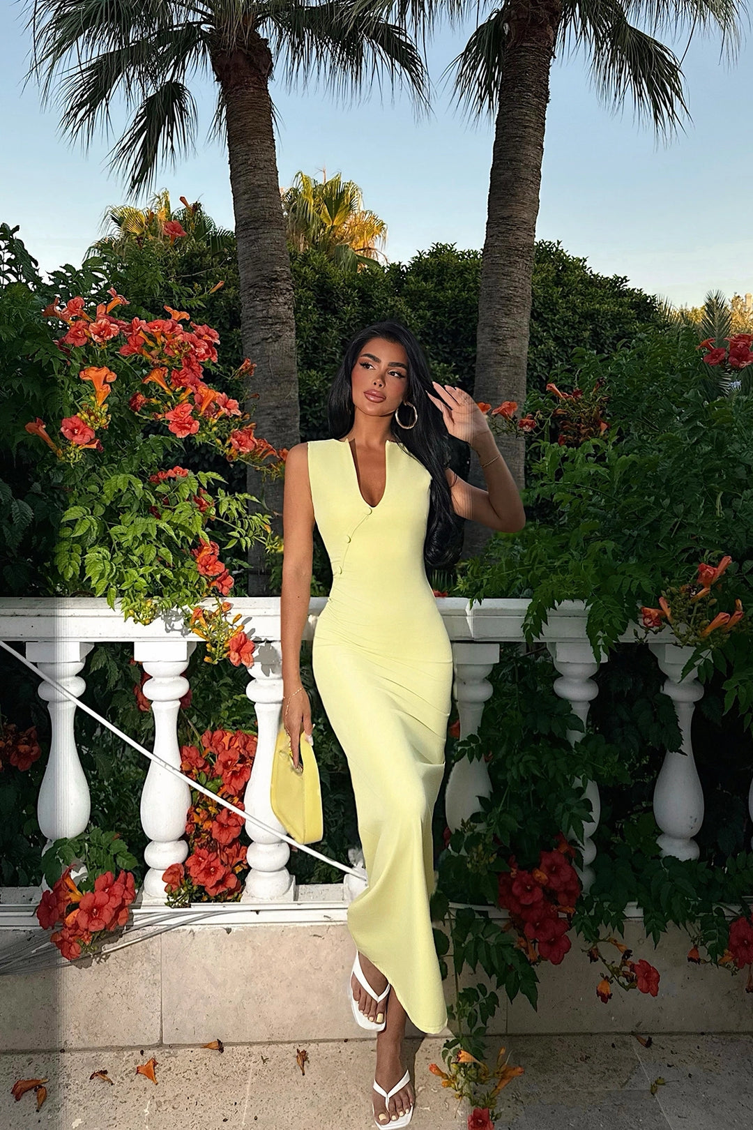 EYY Women Yellow Button Midi Dress - Mazarrón