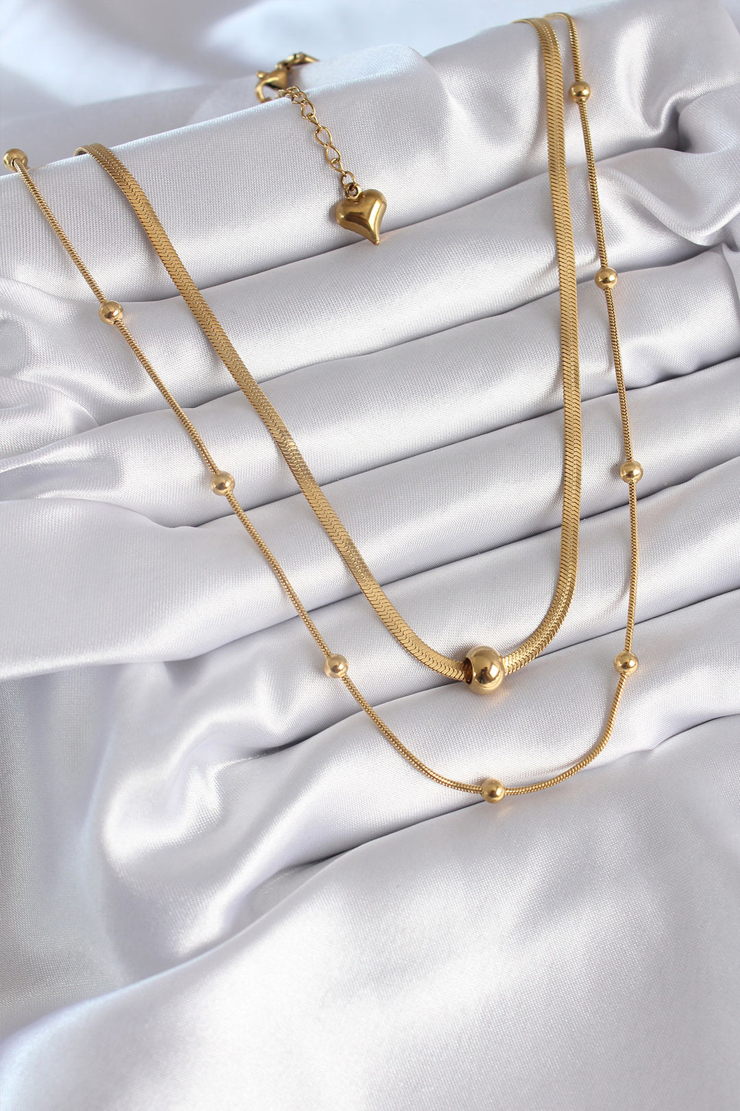 EBJ 316L Steel Gold Color Italian Chain Model Ball Detail Women's Necklace - Rome