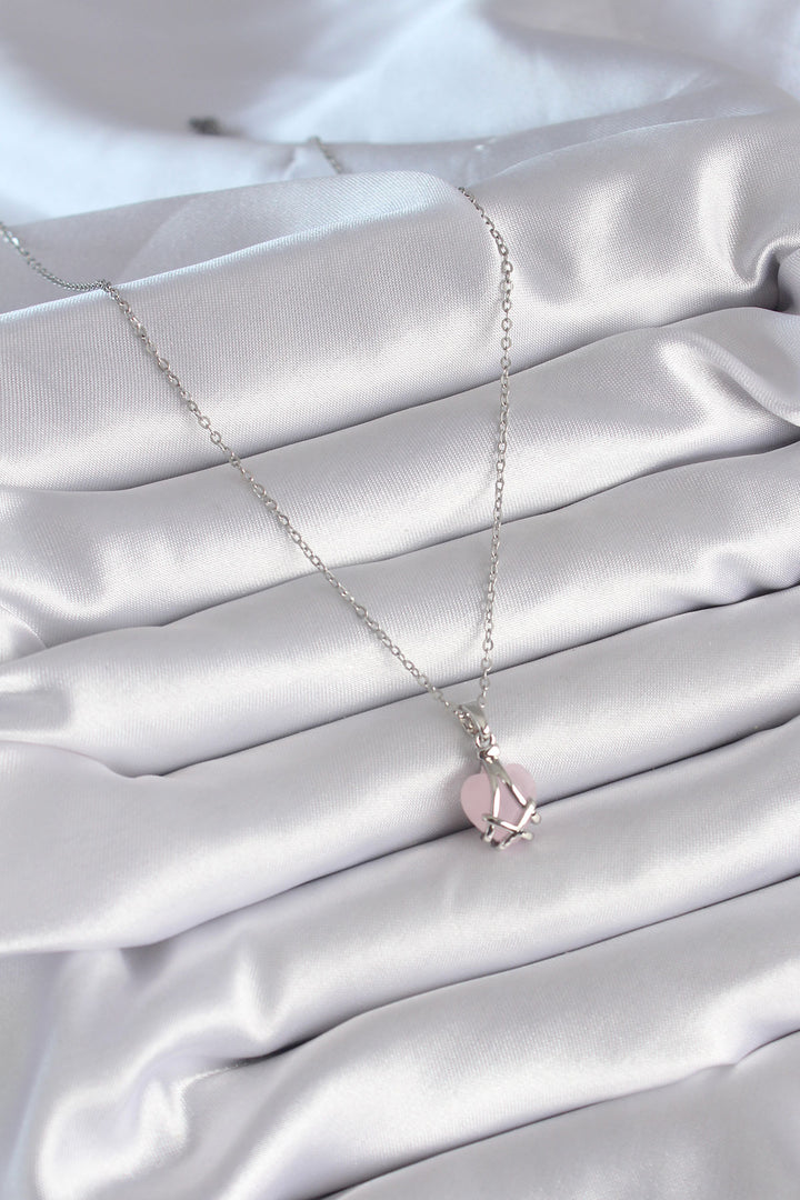 EBJ 316L Stainless Steel Silver Color Pink Heart Model Women's Necklace - Kentwood