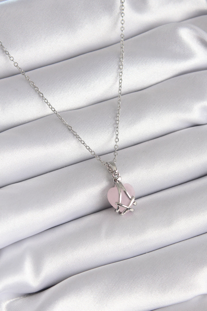 EBJ 316L Stainless Steel Silver Color Pink Heart Model Women's Necklace - Kentwood