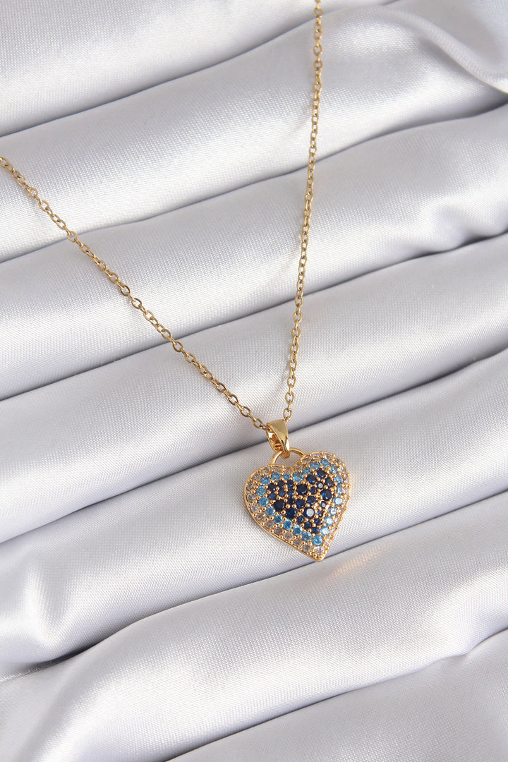 EBJ 316L Steel Gold Color Zircon Stone Heart Model Women's Necklace - Romford