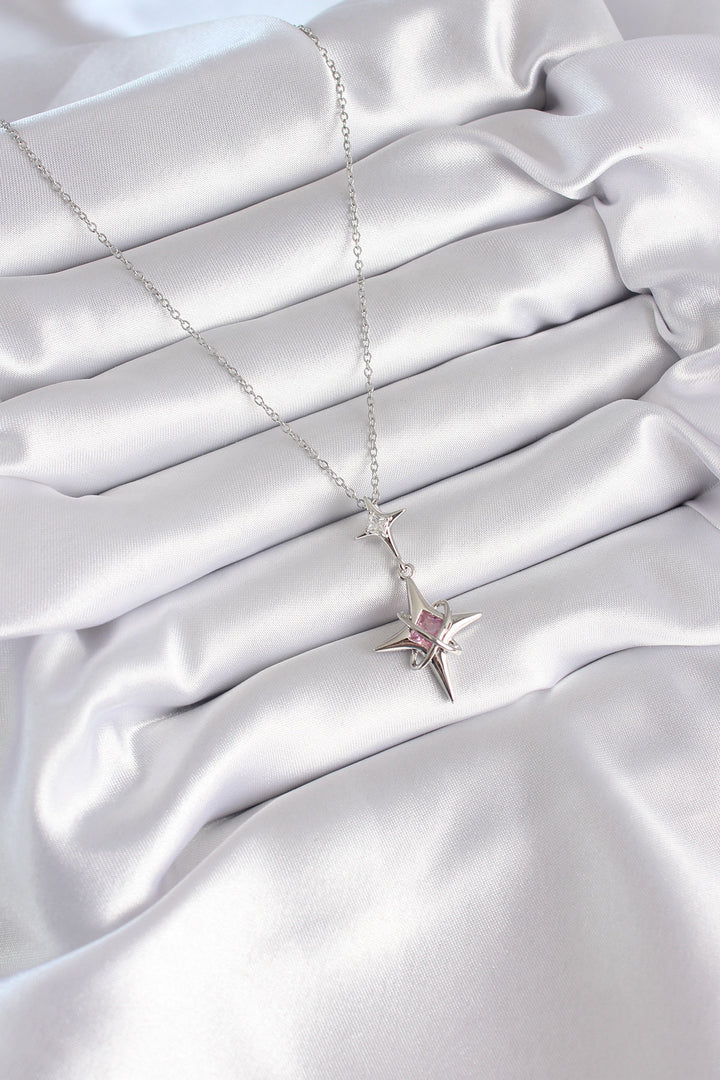 EBJ 316L Stainless Steel Silver Color Zircon Stone Polaris Star Model Women's Necklace - Tlaquepaque