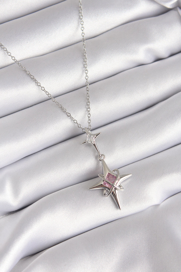 EBJ 316L Stainless Steel Silver Color Zircon Stone Polaris Star Model Women's Necklace - Tlaquepaque