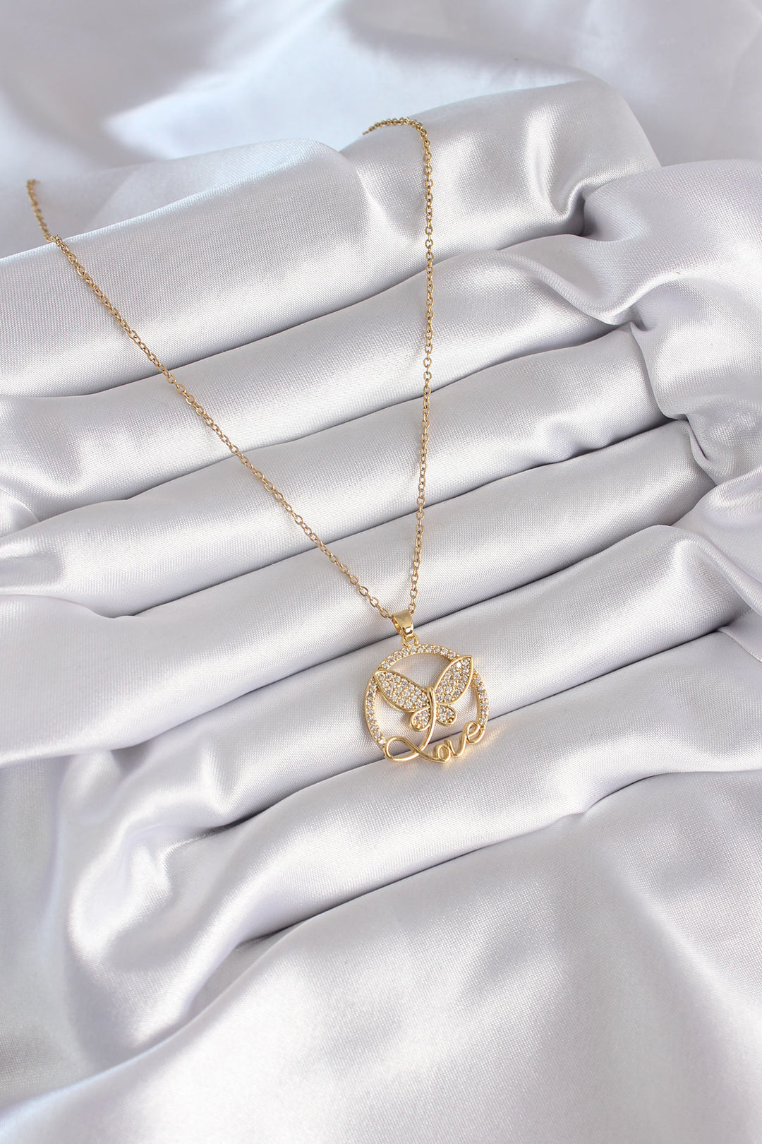 EBJ 316L Stainless Steel Gold Color Butterfly Love Model Women's Necklace with Zircon Stone - Coatepec Harinas