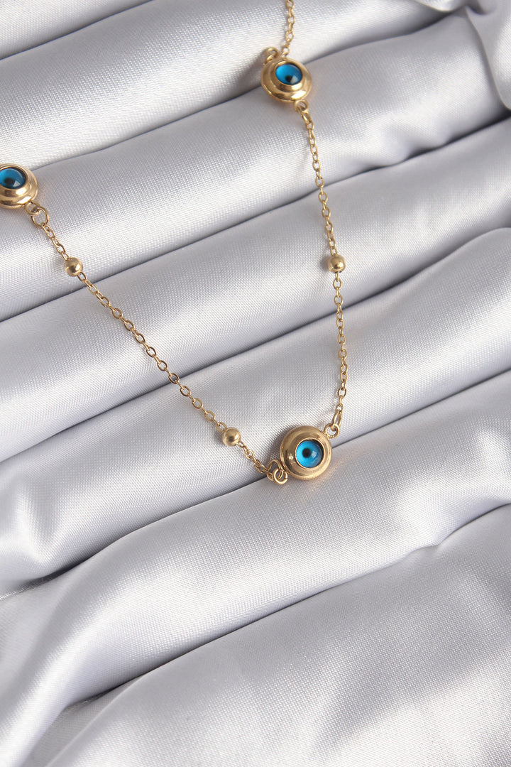 EBJ 316L Steel Gold Color Evil Eye Bead Model Women's Necklace - La Piedad