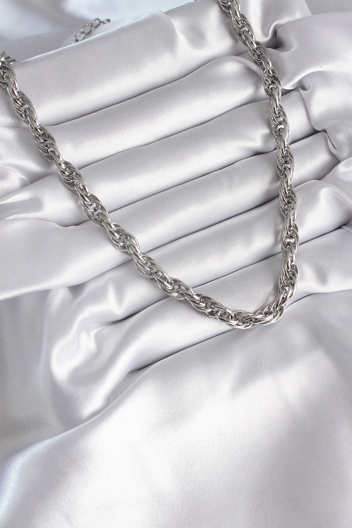 EBJ 316L Stainless Steel Silver Color Braided Twist Chain Model Women's Necklace - Luton