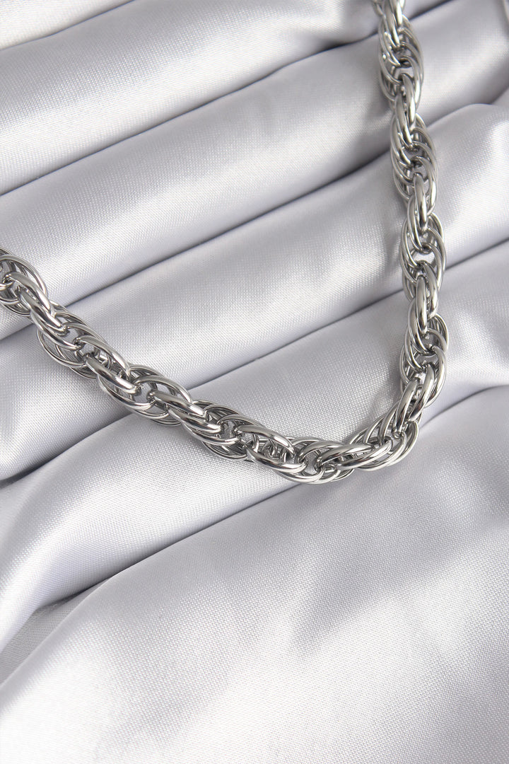 EBJ 316L Stainless Steel Silver Color Braided Twist Chain Model Women's Necklace - Luton