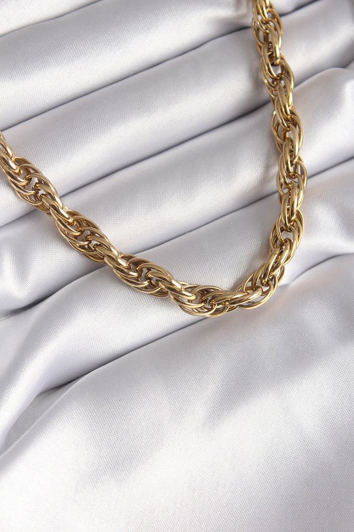 EBJ 316L Steel Gold Color Braided Twisted Chain Model Women's Necklace - Ormond Beach