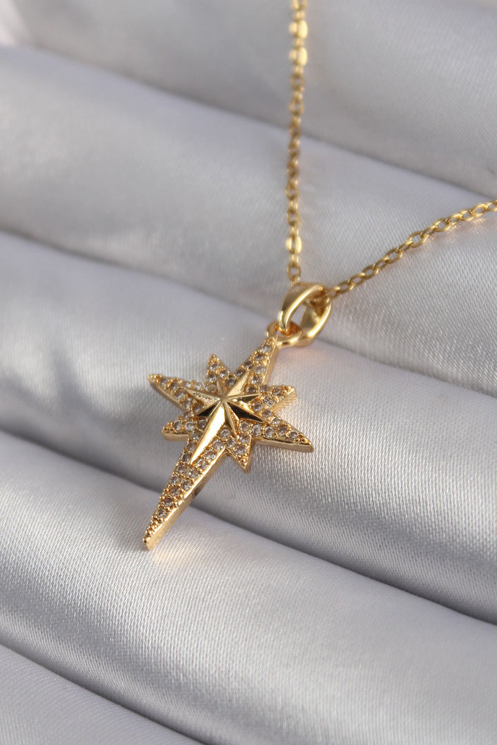 EBJ 316L Steel Gold Color Zircon Stone Polaris Star Model Women's Necklace - Acerra