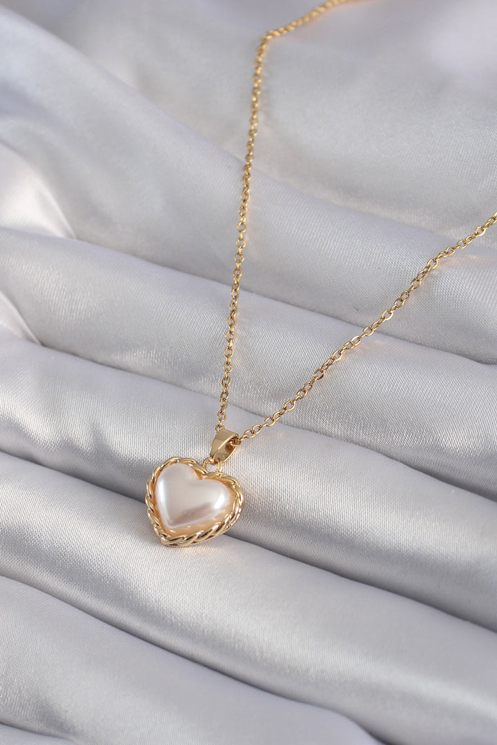 EBJ 316L Steel Gold Color Pearl Heart Model Women's Necklace - San Giuliano Milanese
