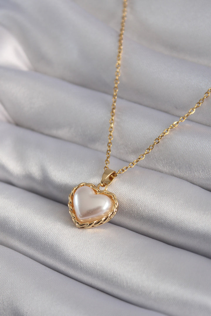 EBJ 316L Steel Gold Color Pearl Heart Model Women's Necklace - San Giuliano Milanese