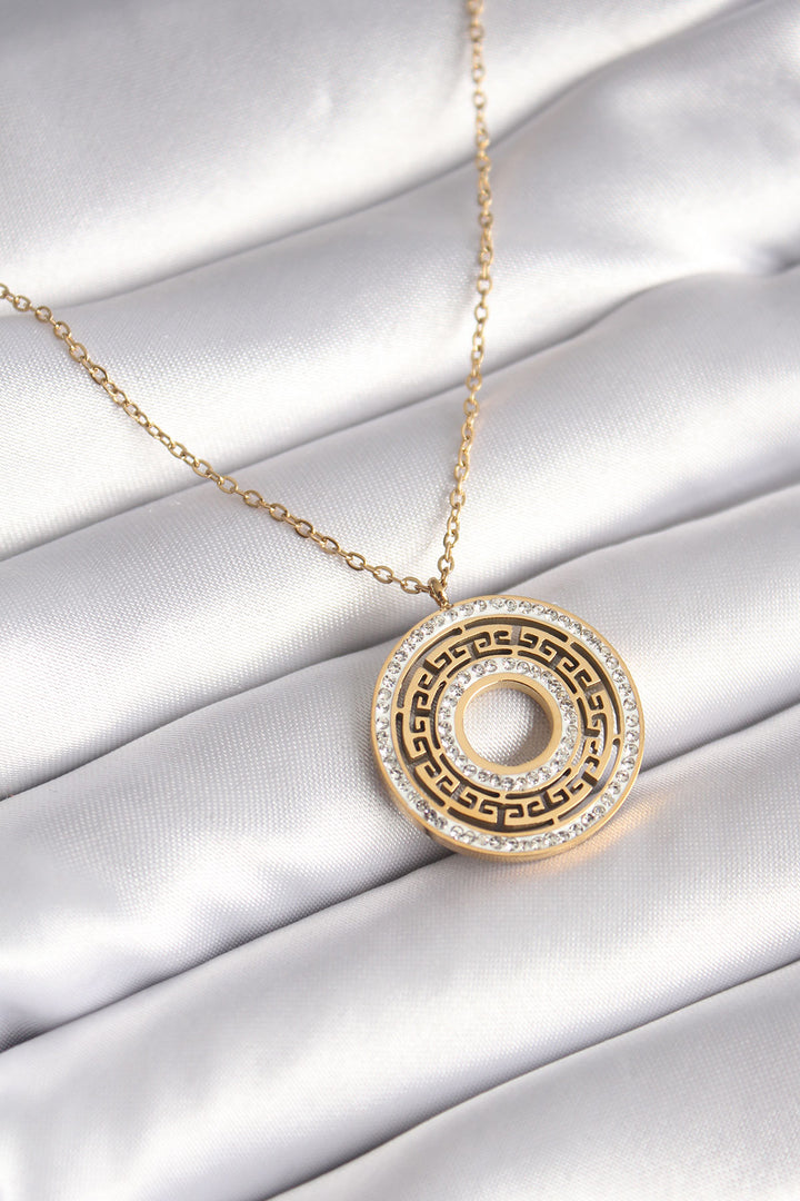 EBJ 316L Steel Gold Color Zircon Stone Maze Processing Model Women's Necklace - Deventer