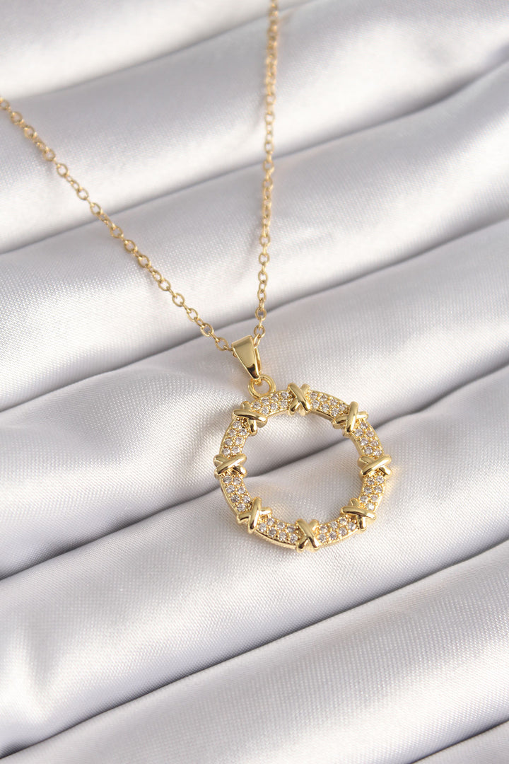 EBJ 316L Steel Gold Color Chain Zircon Stone XoXo Model Women's Necklace - Hueyapan de Ocampo
