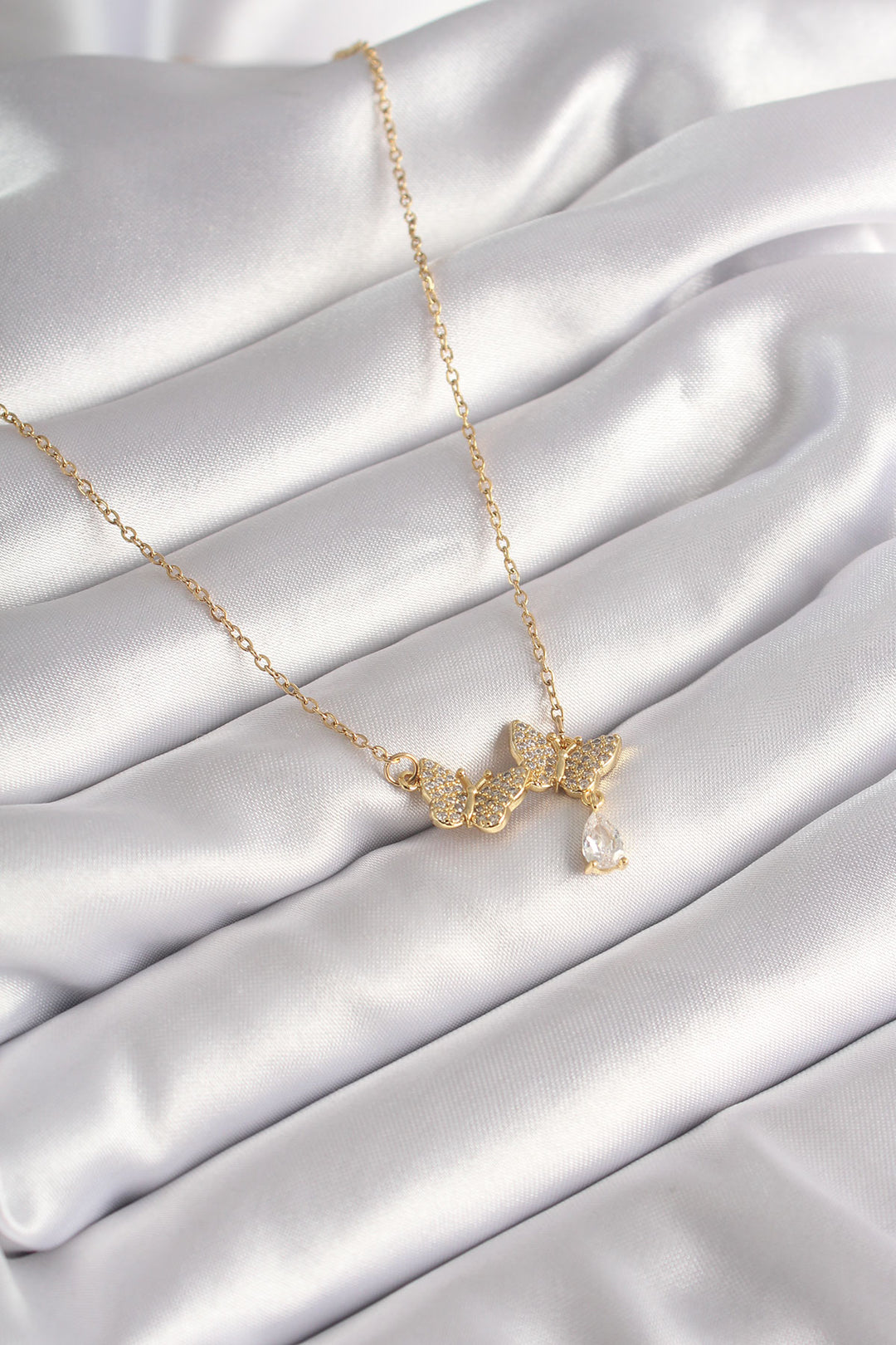 EBJ 316L Steel Gold Color Zircon Stone Butterfly Model Women's Necklace - Enfield