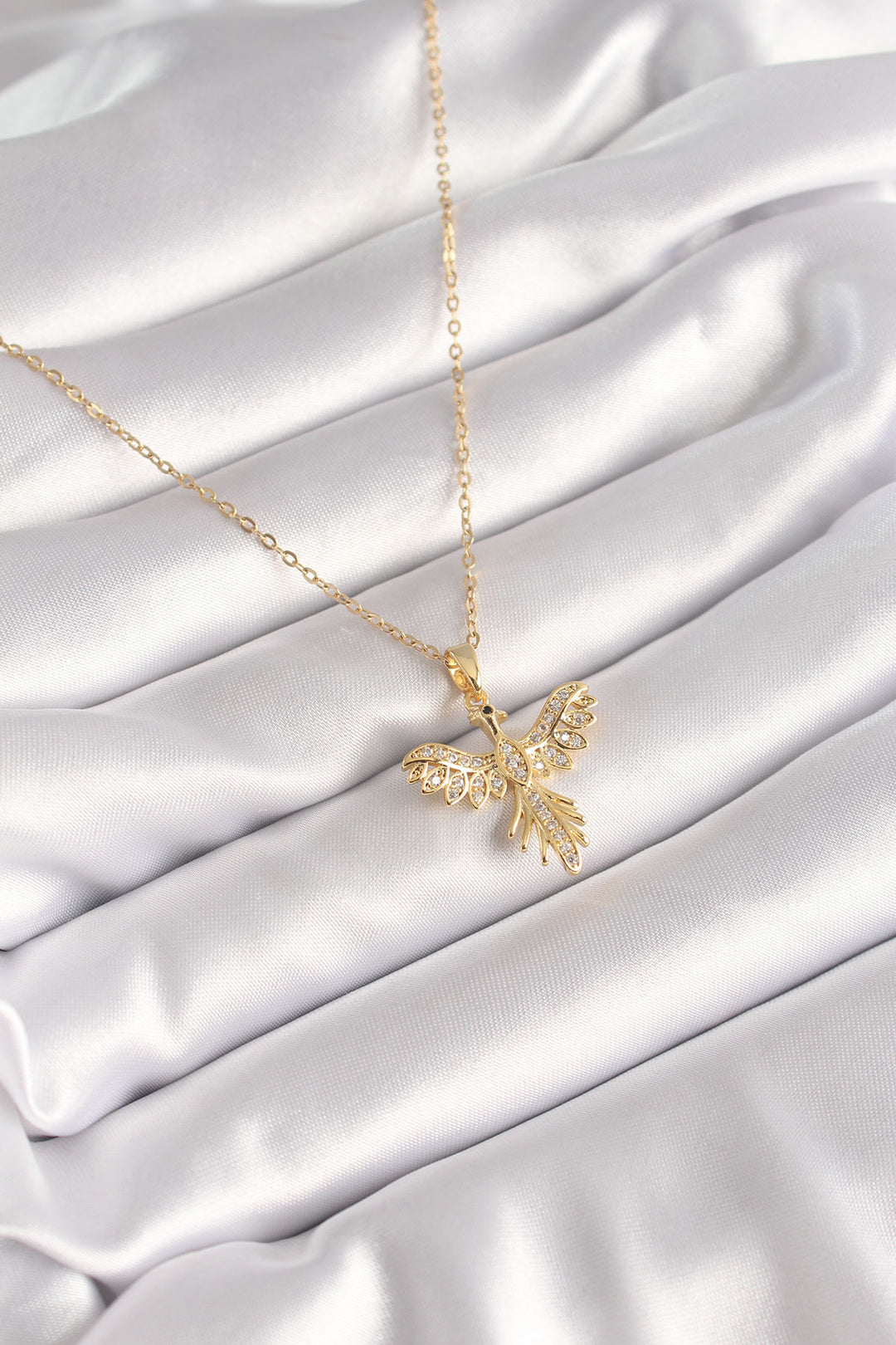 EBJ 316L Steel Gold Color Chain with Zircon Stone Bird Model Women's Necklace - North Bay