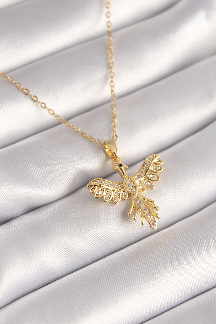 EBJ 316L Steel Gold Color Chain with Zircon Stone Bird Model Women's Necklace - North Bay