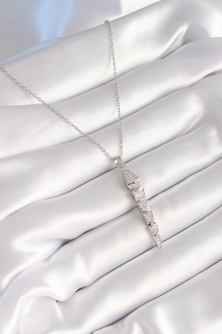 EBJ 316L Stainless Steel Silver Color Zircon Stone Dangling Snake Model Women's Necklace - Frechen