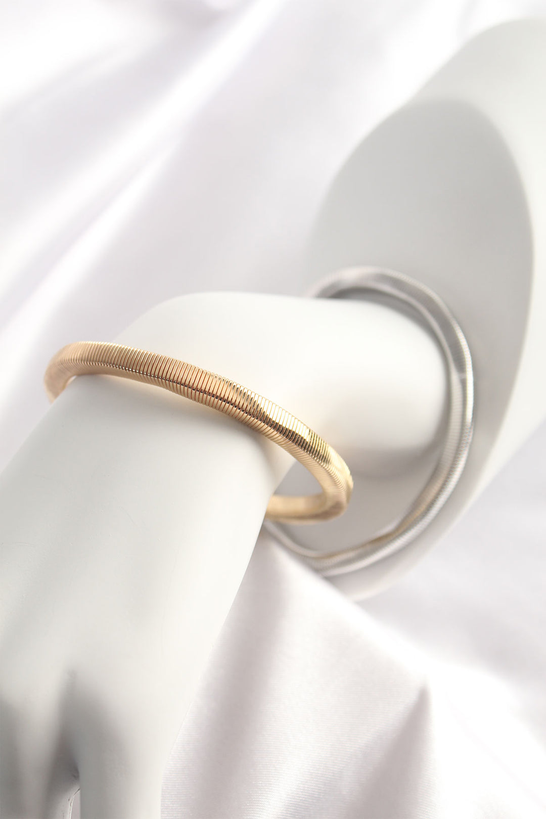 EBJ Gold and Silver Color Elastic 2-Piece Brass Bracelet - Hoover