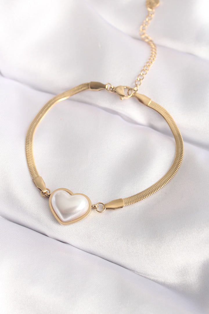EBJ 316L Steel Gold Color Domed Heart Women's Bracelet - Prince Albert