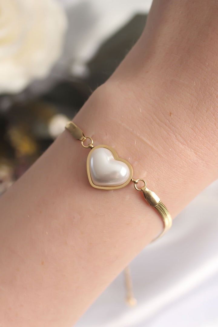 EBJ 316L Steel Gold Color Domed Heart Women's Bracelet - Prince Albert
