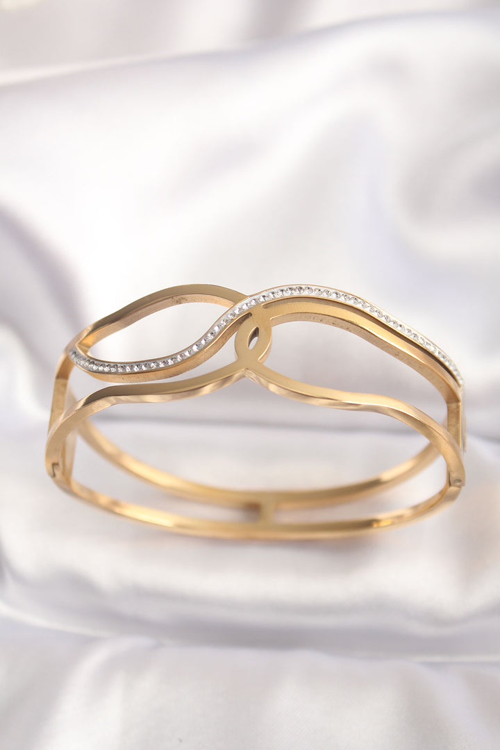 EBJ 316L Steel Gold Color Knot Model Cuff Bracelet - Alcobaça
