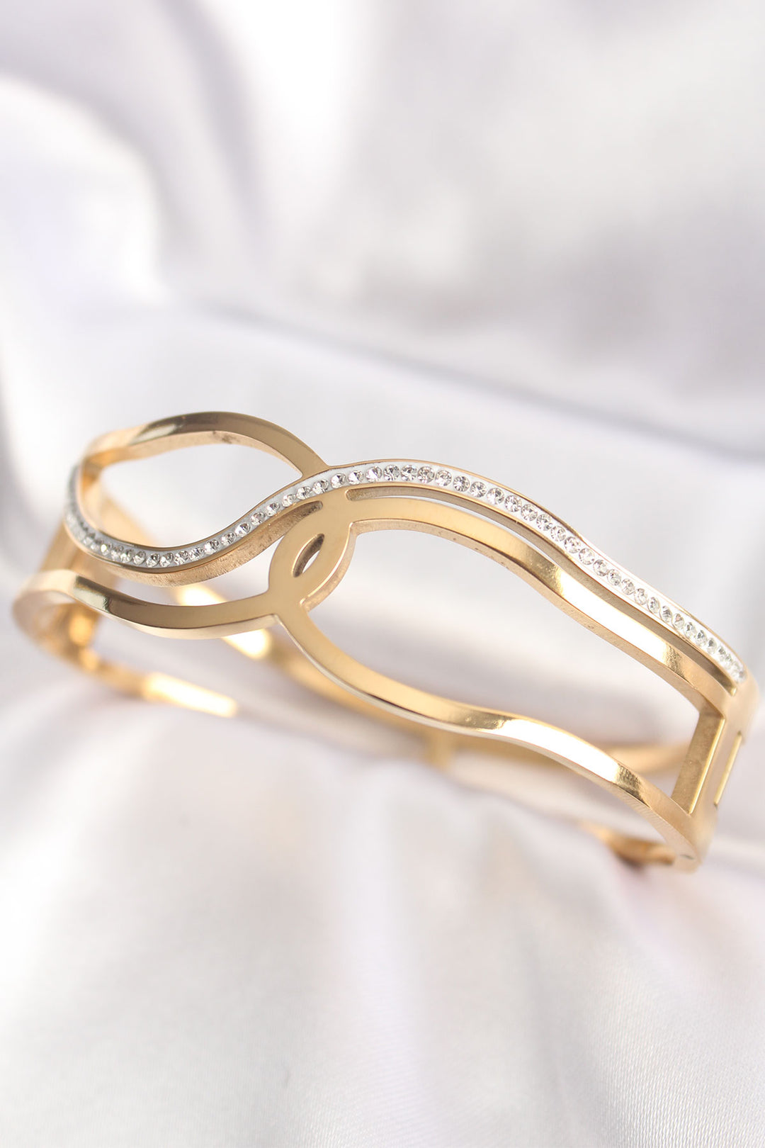 EBJ 316L Steel Gold Color Knot Model Cuff Bracelet - Alcobaça