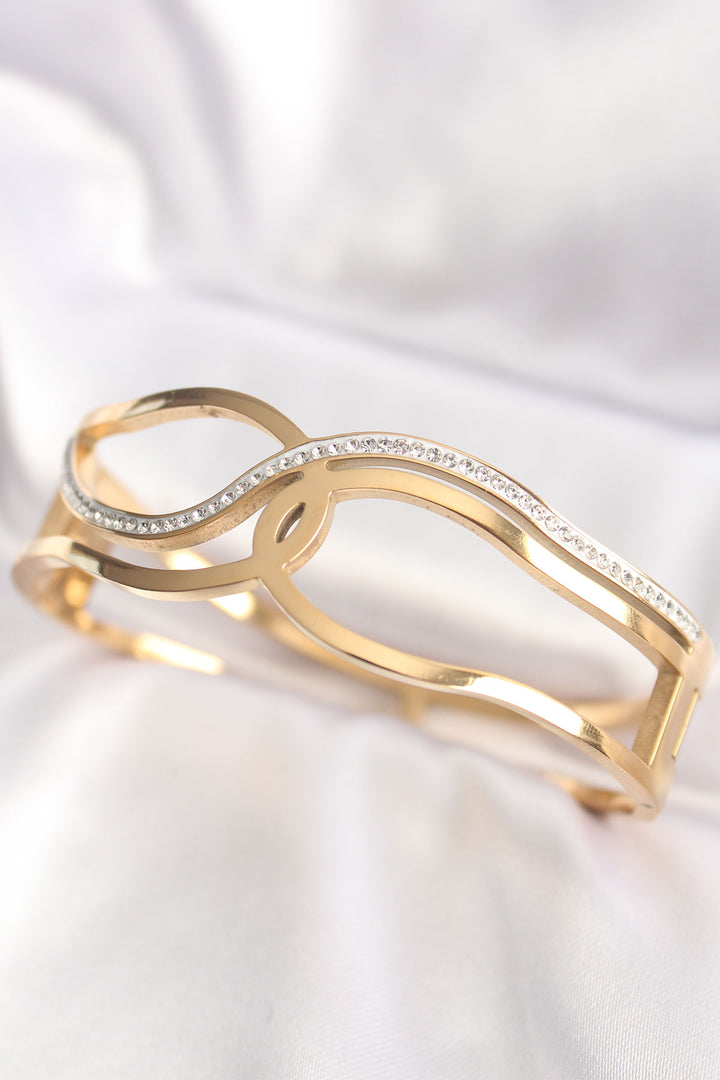 EBJ 316L Steel Gold Color Knot Model Cuff Bracelet - Alcobaça