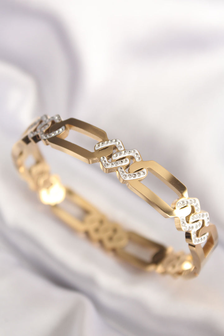 EBJ 316L Stainless Steel Gold Color Motif Women's Cuff Bracelet - Gainesville