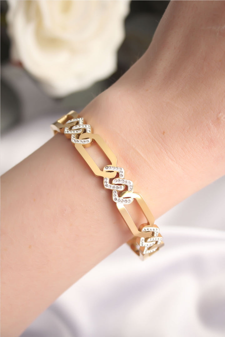 EBJ 316L Stainless Steel Gold Color Motif Women's Cuff Bracelet - Gainesville