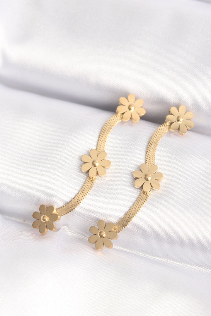 EBJ 316L Steel Gold Color Italian Chain Daisy Earrings - Wageningen