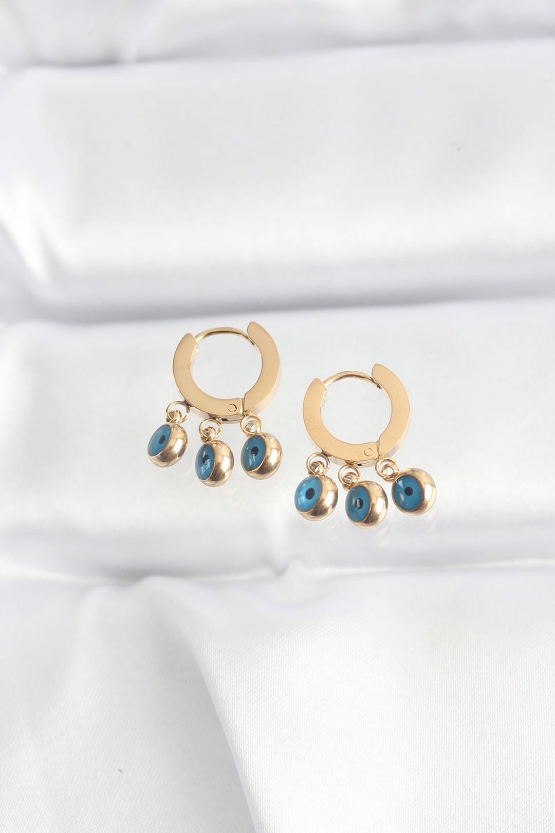 EBJ 316L Steel Gold Color Evil Eye Earrings - Temoaya