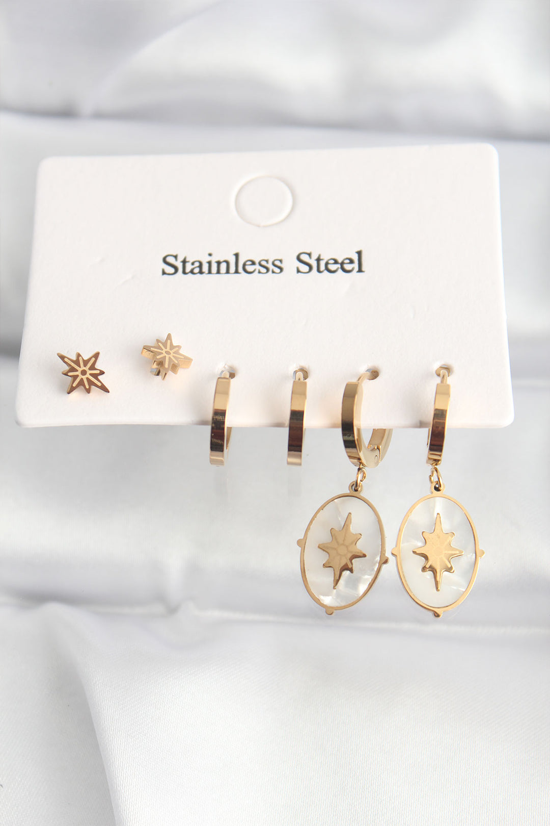 EBJ 316L Steel Gold Color Mother of Pearl North Star Multi Earring - Poltava