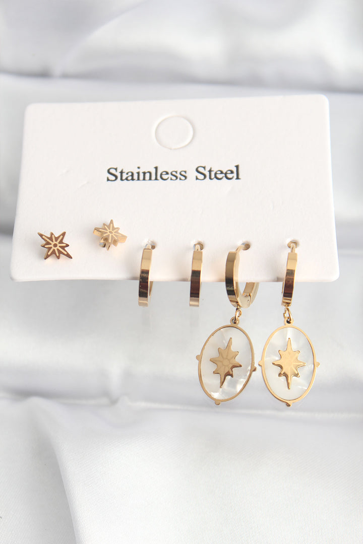 EBJ 316L Steel Gold Color Mother of Pearl North Star Multi Earring - Poltava