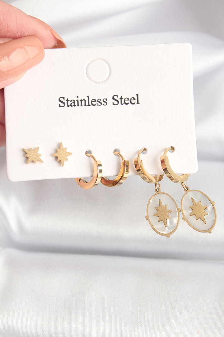 EBJ 316L Steel Gold Color Mother of Pearl North Star Multi Earring - Poltava