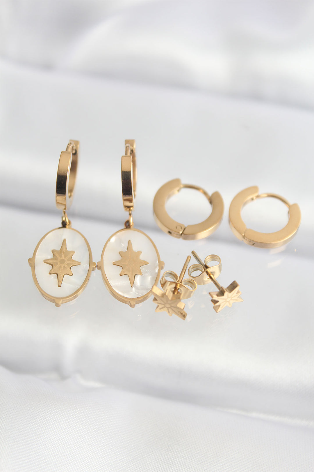EBJ 316L Steel Gold Color Mother of Pearl North Star Multi Earring - Poltava