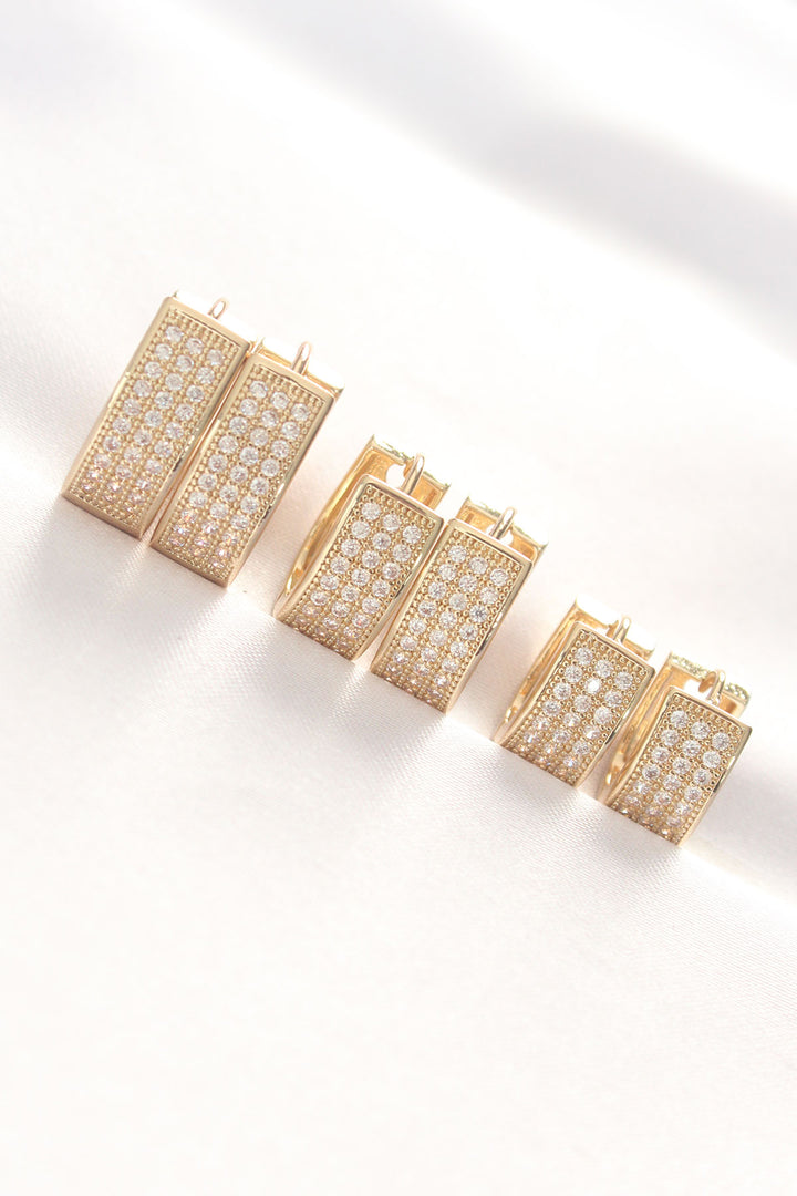 EBJ Gold Color Oval Earrings with Rice Stone - Riviera Beach