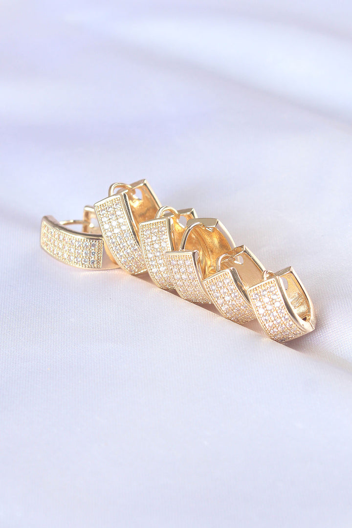 EBJ Gold Color Oval Earrings with Rice Stone - Riviera Beach